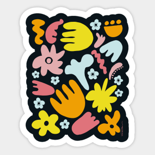 Modern Groovy Flowers Sticker